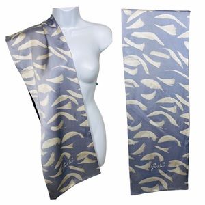 Vintage Blue & Gray Reversible Silk & Wool Scarf